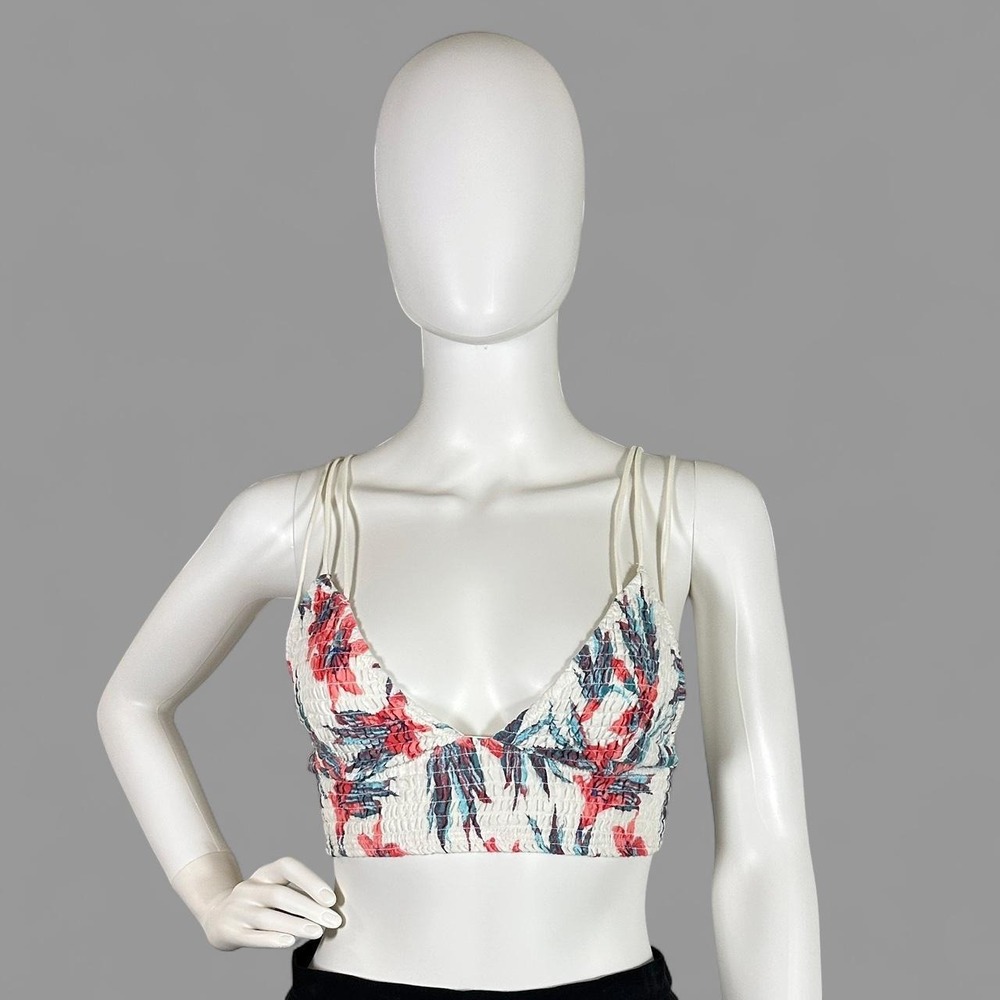NWT‎ Free People Smocked Floral Bralette Crop Top M Boho Festival Coquette